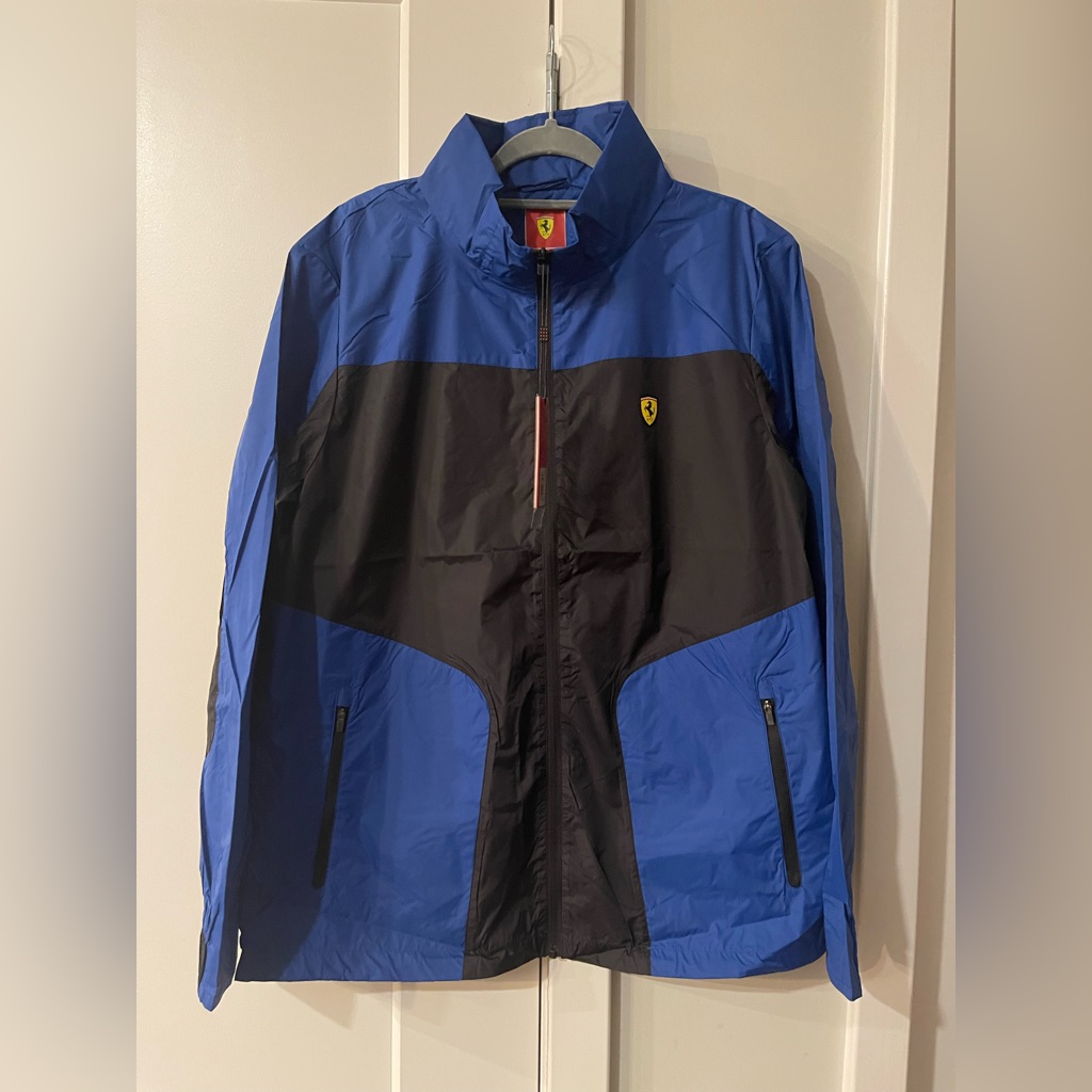 Scuderia Ferrari Packable Windbreaker/Rain Jacket - Black/Blue (Xxl)